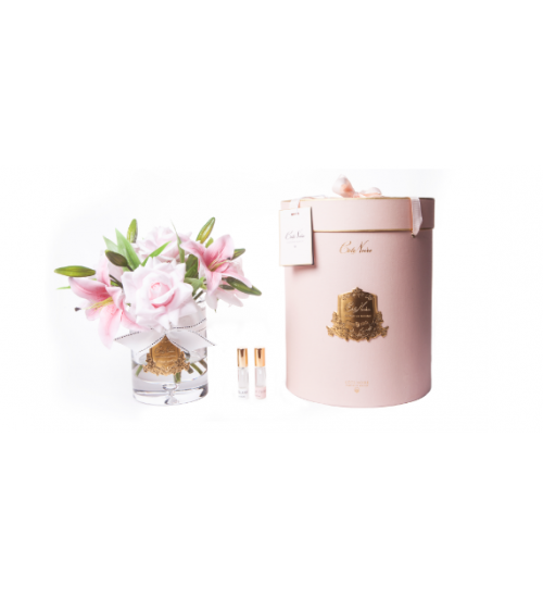 Cote Noire LRL02 玫瑰+百合-粉色-金标-粉盒-玫瑰花瓣白色花园
